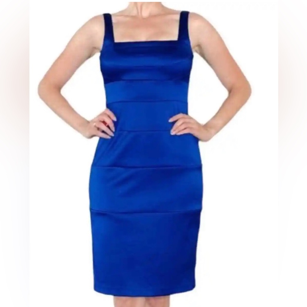 SANGRIA Royal Cobalt Blue Satin Dress Party Cocktail Prom Homecoming Sexy Sz 14